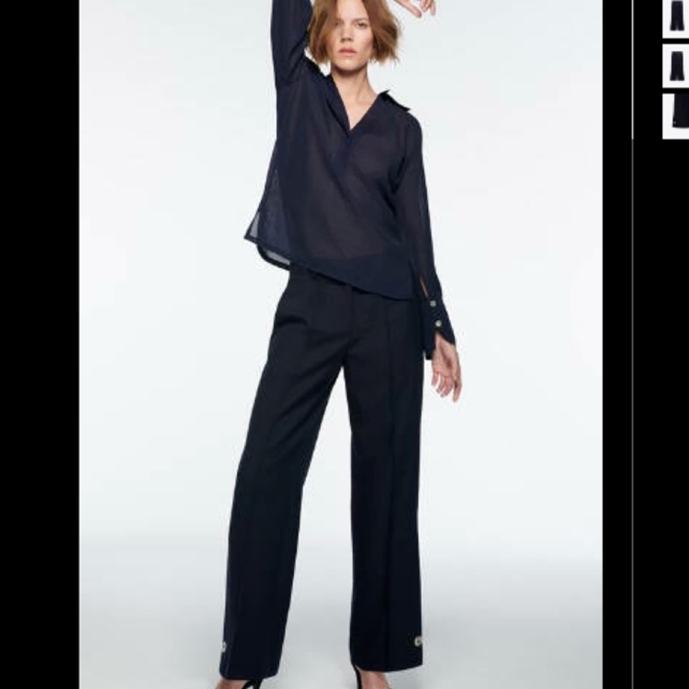 BUTTONED STRAIGHT LEG PANTS
